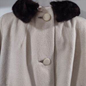 Vintage Carroll's Cream Coat W/Mink Collar